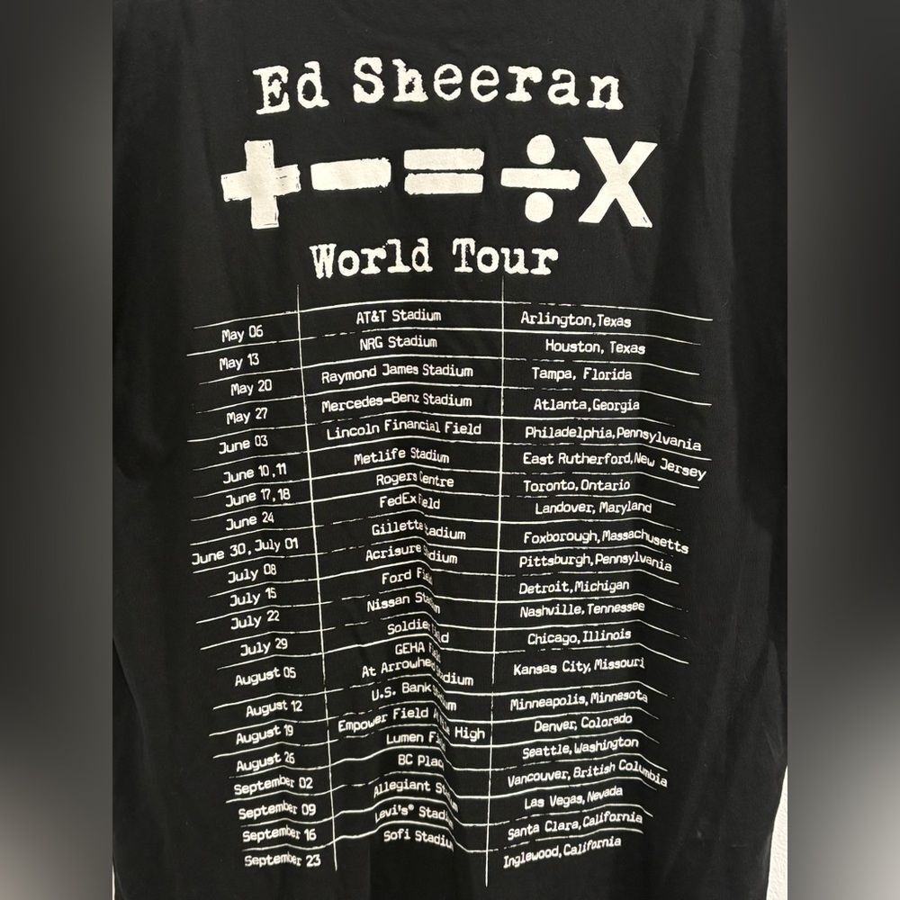 Ed Sheeran Black Graphic 2023  Tour T-Shirt - Picture 5 of 7